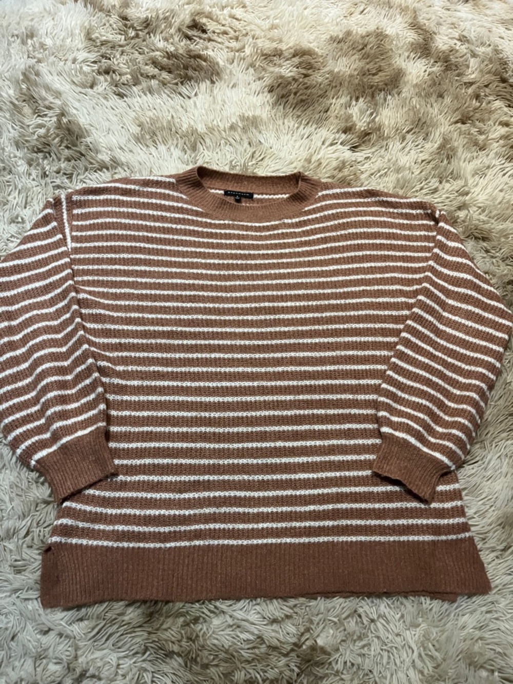 Staccato Rust and White Striped Knit Top